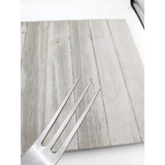 Vintage Stanhome 3 Prong Meat Fork Stainless Brown Handle - Picture 9 of 9